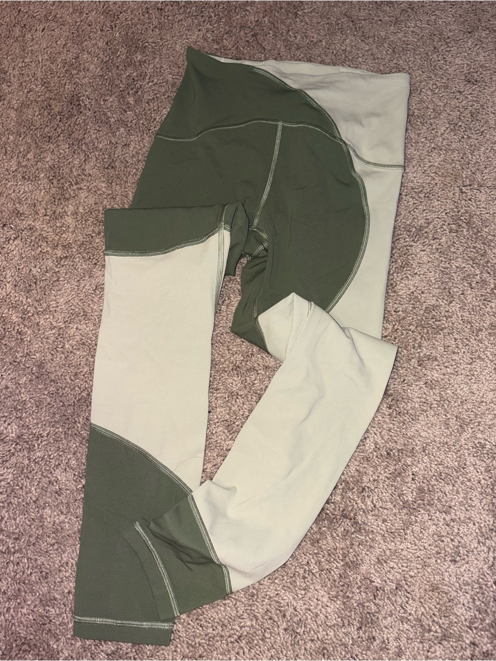 lululemon athletica Olive Green & Cream Two-Tone Leggings